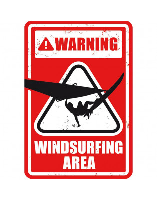 Plaque métal déco murale Warning Windsurfing Area
