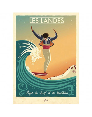 Affiche Clavé Illustration Pays de Surf & Tradition