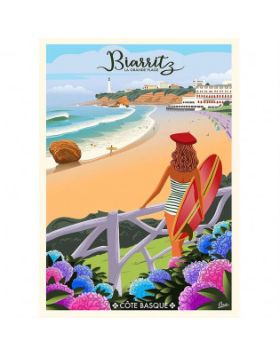 Affiche Clavé Illustration Biarritz La Grande Plage