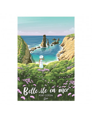 Affiche Clavé Illustration Port-Coton Belle-Île-en-Mer