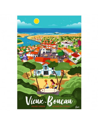 Affiche Clavé Illustration Vieux-Boucau Village