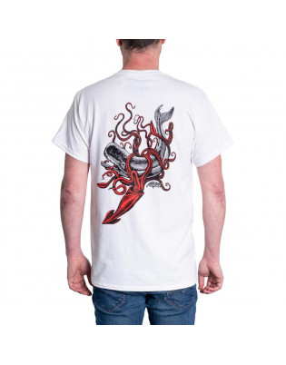 T-shirt Rietveld Clothing Squid Attack Blanc