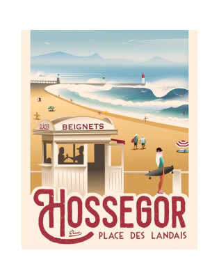Affiche Clavé Illustration Hossegor Place des Landais