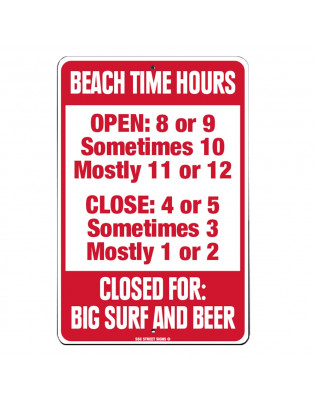Plaque métal déco Seaweed Surf Co Beach Time Hours