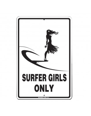 Plaque métal déco Seaweed Surf Co Surfer Girls Only