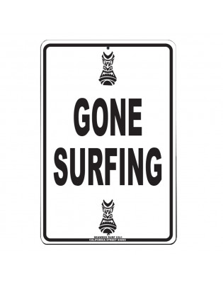Plaque métal déco Seaweed Surf Co Gone Surfing Tiki